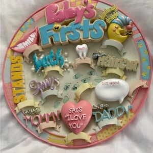 Baby's Firsts Ceramic Keepsake Plate - Pink and Blue